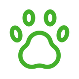 Never tested in animals icon, featuring the outline of a paw print.