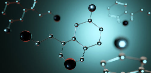 3D illustration of serotonin molecule 