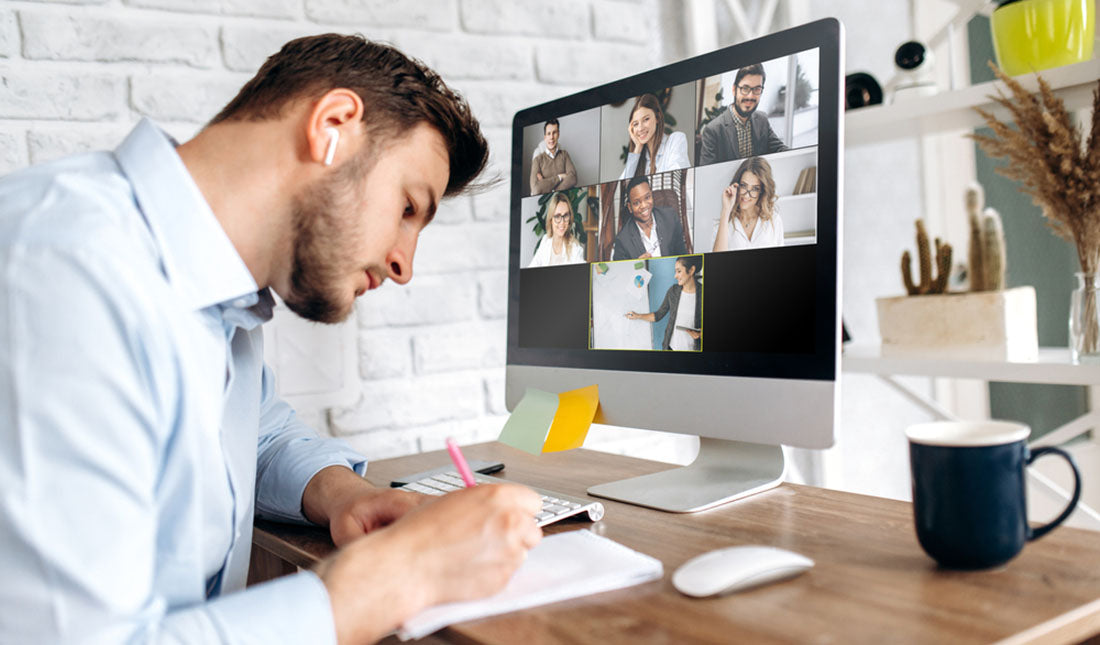 man in video conference call