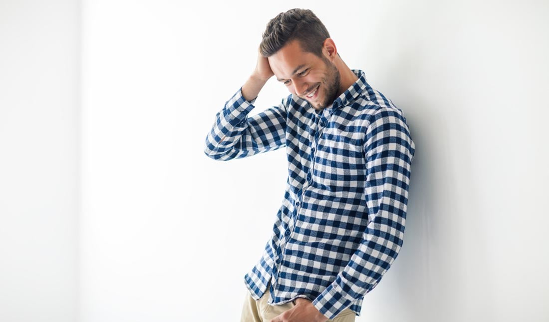 man wearing plaid shirt