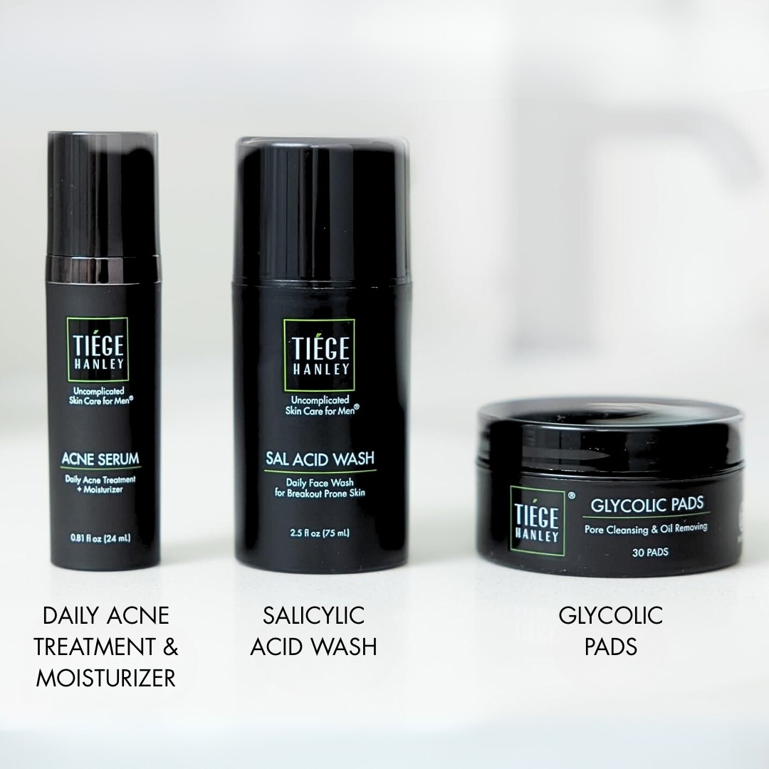 Daily Acne Treatment & Moisturizer, Salicylic Acid Wash, Glycolic Pads