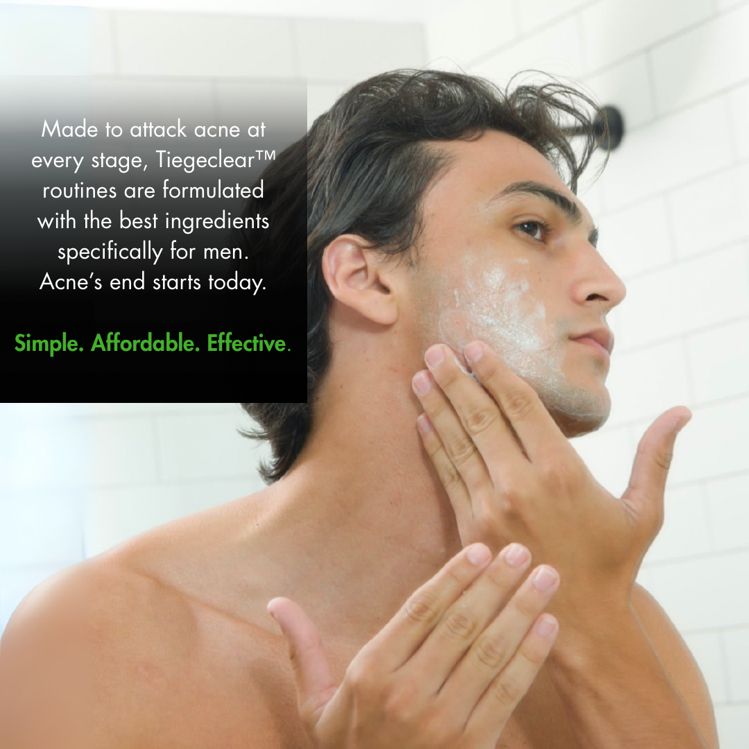 Made to attack acne at every stage, TiegeClear routines are formulated with the best ingredients specifically for men. Acne's end starts today. Simple, Affordable, Effective.