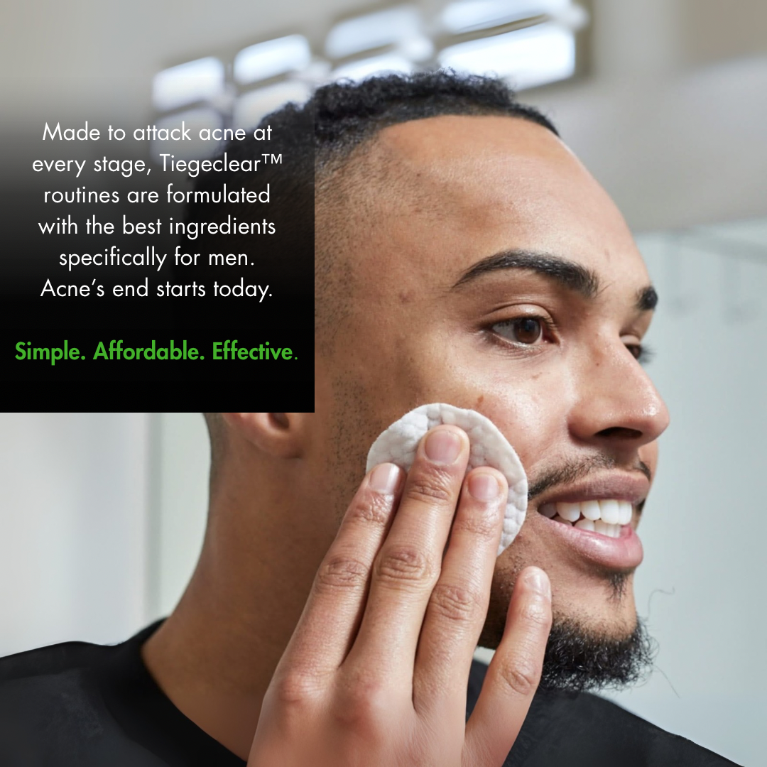 Made to attack acne at every stage, TiegeClear routines are formulated with the best ingredients specifically for men. Acne's end starts today. Simple, Affordable, Effective.